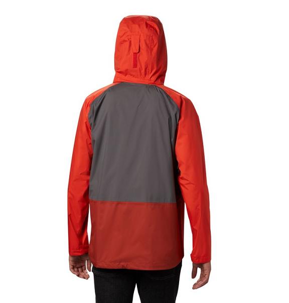 Columbia Rain Scape Rain Jacket Grey Red For Men's NZ37102 New Zealand